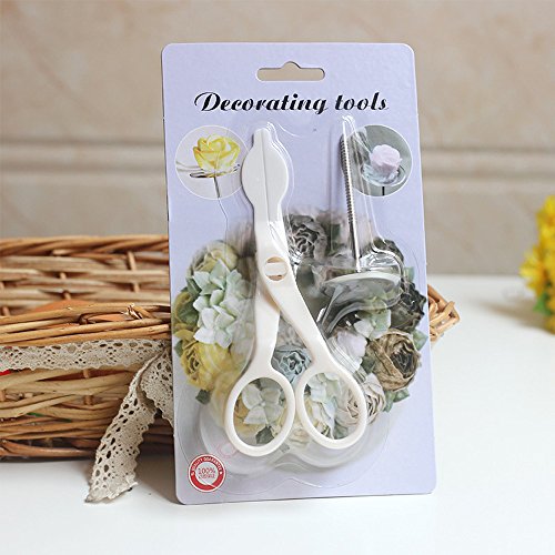 FiedFikt Kit de suministros para decoración de pasteles con 1 tijeras para ribetes,1 uñas de flor,juego de herramientas para decoración de pasteles para cupcakes