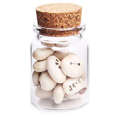 Fiesta Cotigo- 24 Piezas Frascos con Tapones de Corcho, Pequeña Tarros de Vidrio,Bote de Cristal para Aromas,Especias,Boda,comunión,Mensaje,Recuerdo de Fiesta(47mm x 70mm,80ml)