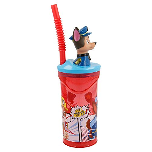 Figura 3D de la Patrulla Canina, rojo, pajita para beber, 23 x 7,5 x 7,5