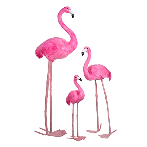 Figura de Flamenco de Plumas y Foam Rosa exótico, de 30x11x60 cm - LOLAhome