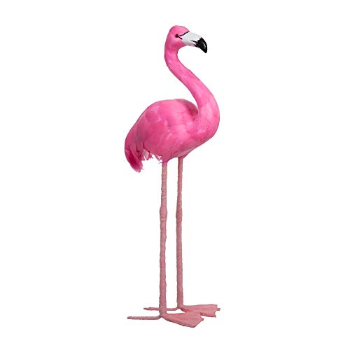 Figura de Flamenco de Plumas y Foam Rosa exótico, de 30x11x60 cm - LOLAhome