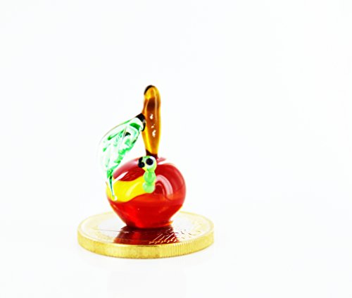 Figura de manzana con gusano (cristal), diseño de manzana con gusano