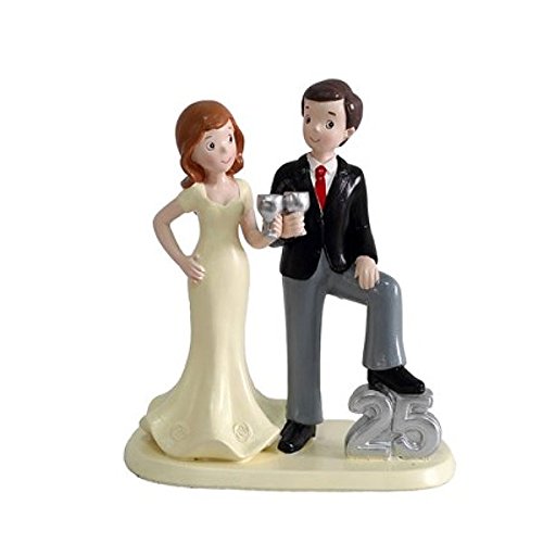 Figura de pastel 25 aniversario, boda de plata