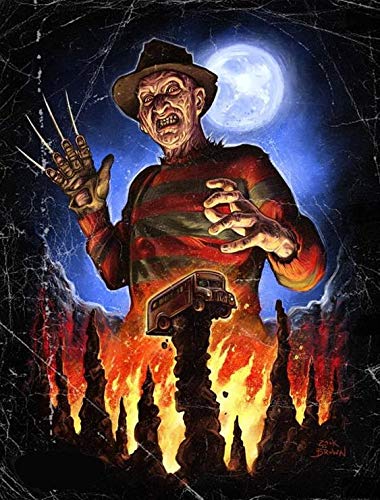 Figura de terror Freddie Kruger Kit de pintura de diamantes 3D DIY, punto de cruz de diamantes, obra de arte de mosaico de diamantes para adultos.(11.8x15.8inch)