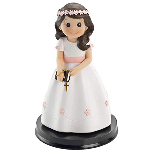 Figura NIÑA para Pastel (Tarta) DE COMUNIÓN con Libro Y Rosario Medida 15 CM