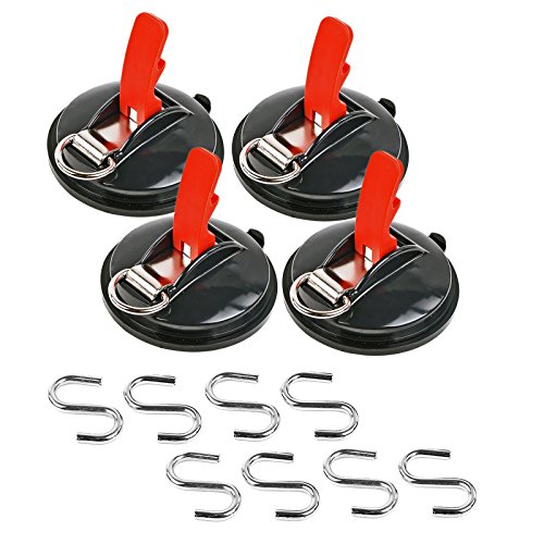 Fijación con ventosa, máx. 10 kg con anillo S Juego de 4 ventosas plegables para toldos, lonas y cubiertas de vehículos