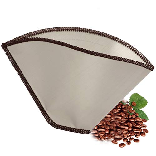 Filtro de café reutilizable, de acero inoxidable, con forma de cono de goteo sin papel, de 2 a 6 tazas para tazas, tazas, jarras, soportes de filtro (2 a 6 tazas)