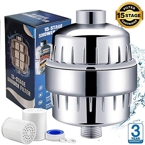 Filtro Ducha Universal, ALISTAR 15 Etapas Filtro Reemplazable Purificador Ducha de Alta Salida con Cartucho Adicional, Reduce Cloro, Elimina Irritantes, Metales Pesados para Cualquier Ducha