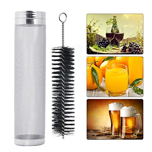 Filtros de filtro Filtro de cerveza seca Hopper Beer Home Brewing Filtro de malla cerveza 300 Millones de acero inoxidable Brewing, Home Brewing Juice Filtros de fabricación de vino con Cleaning Brush