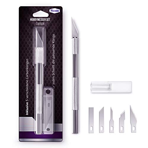 Filzada ® bisturí con 5 hojas de repuesto (diferentes formas) - Cuchillo artesanal Con una precisión ideal - Plata