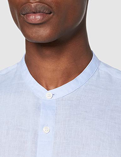 find. Camisa de Lino de Manga Larga Hombre, Azul (Sky), L, Label: L