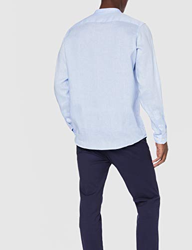 find. Camisa de Lino de Manga Larga Hombre, Azul (Sky), L, Label: L