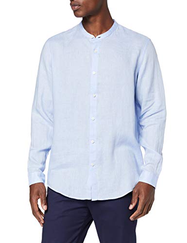 find. Camisa de Lino de Manga Larga Hombre, Azul (Sky), L, Label: L