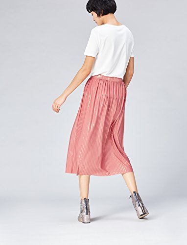 find. Falda Plisada con Detalle Metalizado para Mujer , Rosa (Old Rose/gold), 42 (Talla del Fabricante: Large)