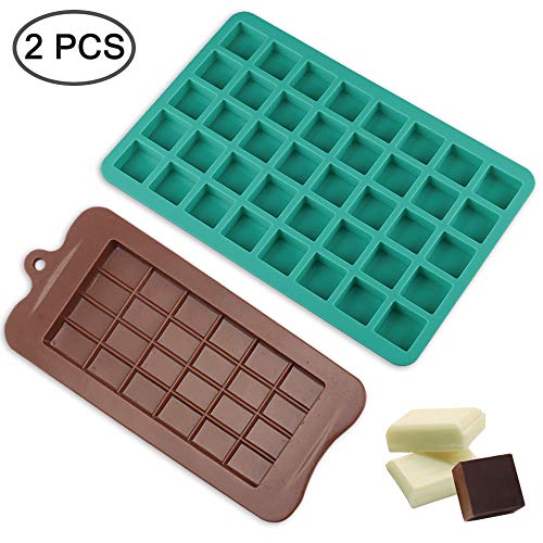 FineGood - Moldes de silicona para chocolate, 40 cavidades, con moldes para hacer chocolate, para postres caseros, gomitas y bombas de grasa, 2 unidades