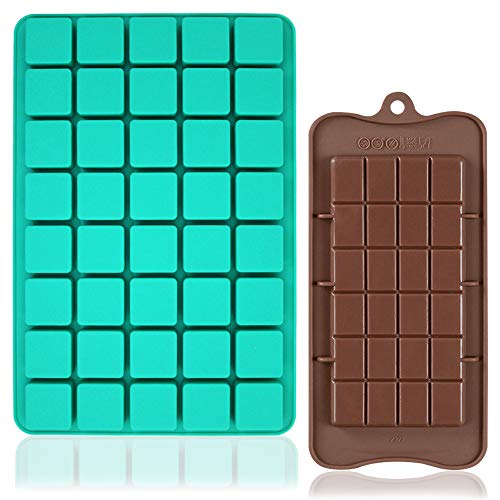 FineGood - Moldes de silicona para chocolate, 40 cavidades, con moldes para hacer chocolate, para postres caseros, gomitas y bombas de grasa, 2 unidades