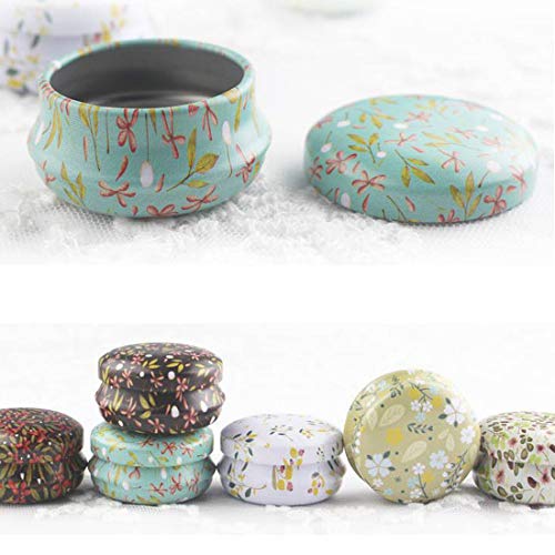 FineInno 12PCS Latas Metal Galletas Candle Jar Latas Metalicas Pequeñas de Aluminio Vacias Te Caja Metal Vintage Cajas Metalicas Almacenaje de Navidad (Pequeña flor)