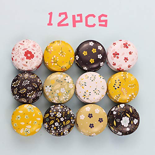 FineInno 12PCS Latas Metal Galletas Candle Jar Latas Metalicas Pequeñas de Aluminio Vacias Te Caja Metal Vintage Cajas Metalicas Almacenaje de Navidad (Pequeña flor)