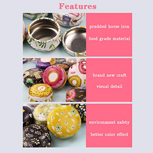 FineInno 12PCS Latas Metal Galletas Candle Jar Latas Metalicas Pequeñas de Aluminio Vacias Te Caja Metal Vintage Cajas Metalicas Almacenaje de Navidad (Pequeña flor)