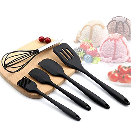 FINGER TEN Utensilios de Cocina de Silicona Juego de Cocina de 5 o 10 Utensilios de Cocina antiadherentes, antiadherentes y Libres de BPA Turner Tongs Espátula Cuchara Gadgets de Cocina