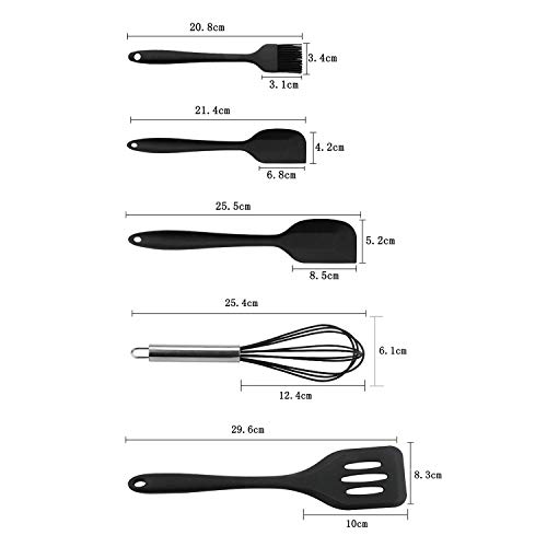 FINGER TEN Utensilios de Cocina de Silicona Juego de Cocina de 5 o 10 Utensilios de Cocina antiadherentes, antiadherentes y Libres de BPA Turner Tongs Espátula Cuchara Gadgets de Cocina
