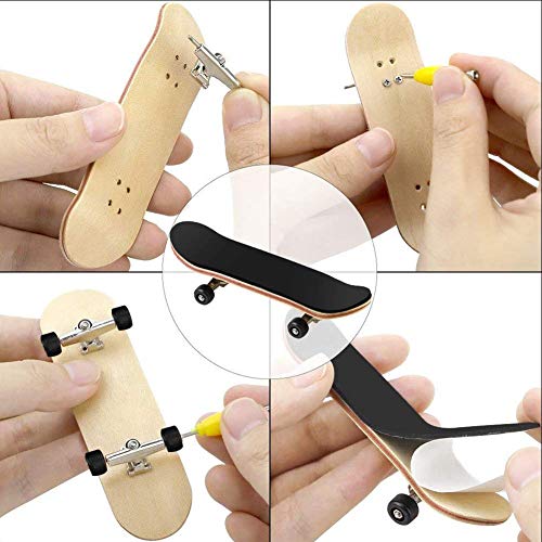 Fingerboard Finger Skateboards, Mini diapasón, Patineta de dedos profesional para Tech Deck Maple Wood DIY Assembly Skate Boarding Toy Juegos de deportes Kids Christmas Gift(Negro)