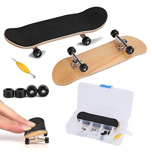 Fingerboard Finger Skateboards, Mini diapasón, Patineta de dedos profesional para Tech Deck Maple Wood DIY Assembly Skate Boarding Toy Juegos de deportes Kids Christmas Gift(Negro)