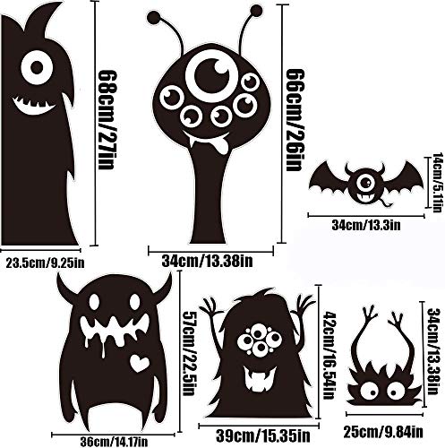 FINGOOO - 8 pegatinas de sombra extraterrestre, supergrandes, monstruos para ventana de decoración de Halloween