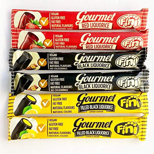 Fini Gourmet Regaliz Pack Personalizable (Negro, Fresa y Negro relleno de Limón en barritas de 32 g envueltas) en caja regalo atracom.es