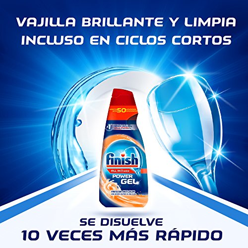Finish All in 1 Max Power Gel Frescor Antiolor, Detergente Gel para el Lavavajillas, 35 dosis