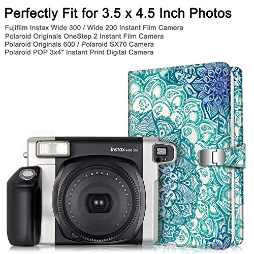 Fintie Álbum de Fotos para Fujifilm Instax Wide 300, Polaroid OneStep 2-64 Fotos [Broche Magnético] Álbum de Fotografías Compatible con Polaroid Pop 3.5x4.5 Pulgadas Película, Esmeralda