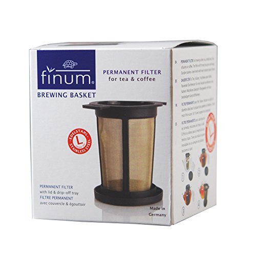 Finum 164/5000 Brewing Basket Permanente con Tejido de Acero Inoxidable té café-Copas Tamaño del Accesorio de Filtro L, Negro, 8 cm