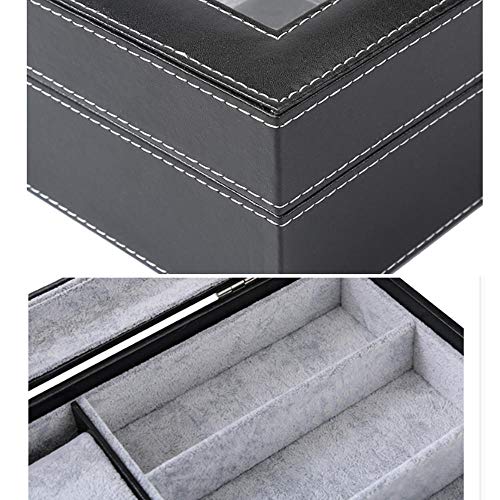 FIONAT Caja para Relojes Cajas para Joyas Hombre Mujer Regalo Viaje Cuero Artificial colección Gafas Expositor Caja de Almacenamiento 30 * 20.5 * 8cm, 6 + 3 marrón
