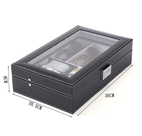 FIONAT Caja para Relojes Cajas para Joyas Hombre Mujer Regalo Viaje Cuero Artificial colección Gafas Expositor Caja de Almacenamiento 30 * 20.5 * 8cm, 6 + 3 marrón