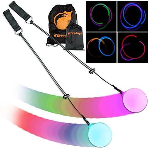 Firetoys Slow Fade Multi-Coloured LED Glow Poi & Firetoys Bag by Firetoys.com