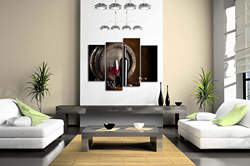 First Wall Art Vino Y Fruta con Vaso Y BarrilPintura de la Pintura de la Pared La impresión de la Imagen en la Lona Comida Fotos de la Obra para la Decoración Moderna del Ministerio del Interior
