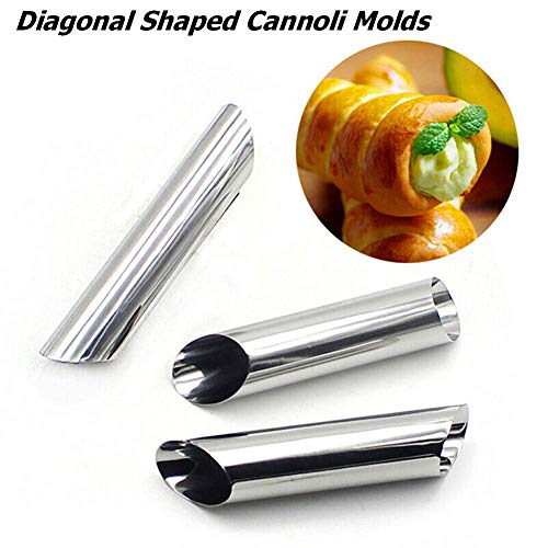 FishMM 12 piezas de moldes de cuerno de crema, forma de cono de acero inoxidable y molde tubular para tubos de helado de cannoli Lady Lock Puff Waffle rollo de pastelería Croissant Shell Cream Roll