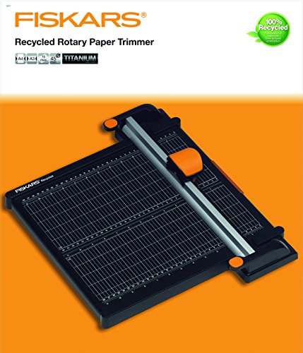 Fiskars Cizalla Rotatoria para papel A4 - 30 cm, Reciclada, Cuchilla con revestimiento de titanio, Negro/Naranja, 1004640