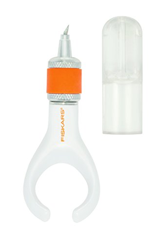 Fiskars Mini Cúter de Precisión con Cuchilla Pivotante, para diestros y zurdos, Longitud total: 17,6 cm, Acero de calidad/Plástico, Blanco, 1003756