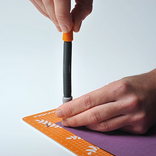 FISKARS Punzón de Ojales x2, diámetro 3.2 mm y 4.8 mm, con mecanismo de muelles, Gris/ Naranja/ Blanco, 1004714