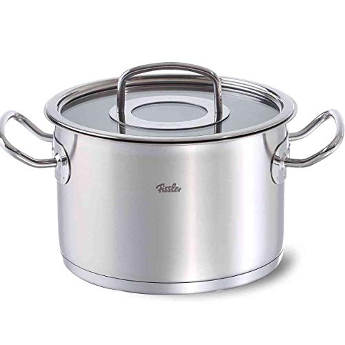 Fissler original-profi collection / Olla de acero inoxidable (3,9 litros, Ø 20 cm) con tapadera de vidrio, apta para cocinas de inducción, gas, vitrocerámica y eléctricas
