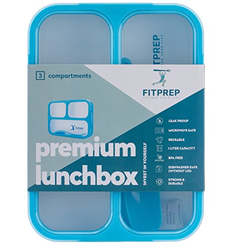 FITPREP Original Recipiente hermeticos de Comida, Fiambrera, 3 Compartimentos a Prueba de Fugas - Libre de BPA, Lunchbox