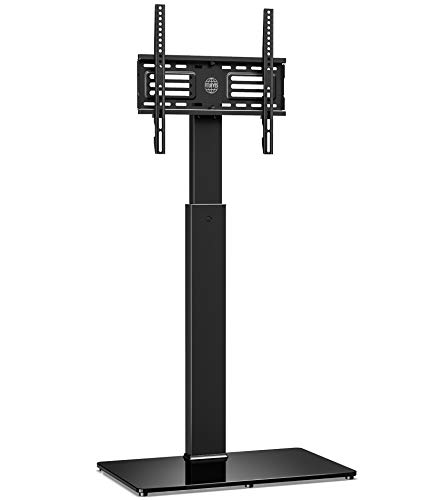 FITUEYES Soporte de Suelo para TV de 27 a 55 Pulgadas hasta 40kg Giratorio 60 Grados Altura Ajustable Soporte de Televisión LED LCD Plasma Curva Plana con Base de Vidrio Templado Máx. VESA 400x400 mm