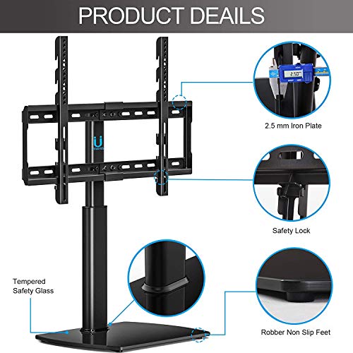 FITUEYES Soporte Giratorio de TV de 32-65 Pulgadas Altura Ajustable Soporte de Mesa para TV LCD LED OLED Plasma Plano Curvo TT107002GB