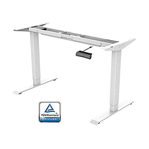 FLEXISPOT ED2W Marco de Escritorio de pie con Altura Ajustable eléctrica, Escritorio de pie de Acero sólido con Teclado de Memoria automática Inteligente (Blanco)