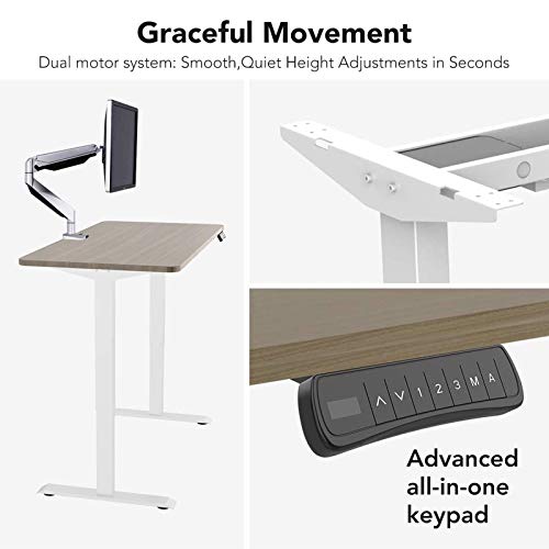 FLEXISPOT ED2W Marco de Escritorio de pie con Altura Ajustable eléctrica, Escritorio de pie de Acero sólido con Teclado de Memoria automática Inteligente (Blanco)