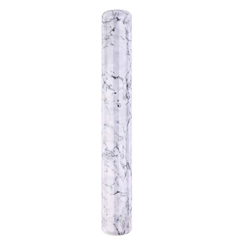 Flexzion Rodillo Francés de Mármol de Amasar, 30 cm (Blanco) con Base de Soporte de Madera, Accesorios de Cocina para Hornear para Donut, Galleta, Pastel, Pasta, Pizza, Masa, Fondant, Pastelería