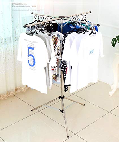 FLM Perchero de Ropa con 4 Barras - Perchero Burro Plegable y Extensible para Colgar Ropa de Acero Inoxidable,Altura Ajustable 140-197 cm
