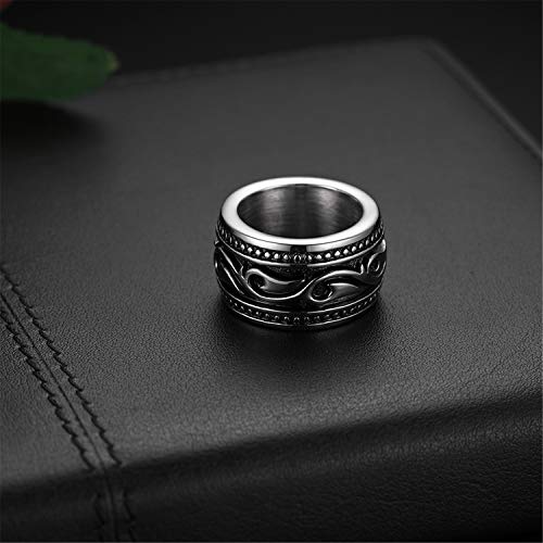 Flongo Anillo de Compromiso para Hombre, Anillo de Sello Grande Celta Celtico Anillo Irlandés Vikingos, Amuleto Anillo de Acero Inoxidable, Talla Grande 30