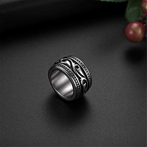 Flongo Anillo de Compromiso para Hombre, Anillo de Sello Grande Celta Celtico Anillo Irlandés Vikingos, Amuleto Anillo de Acero Inoxidable, Talla Grande 30